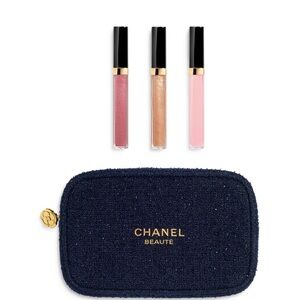 CHANEL Lip Gloss Trio - Pink, Gold, and Cream